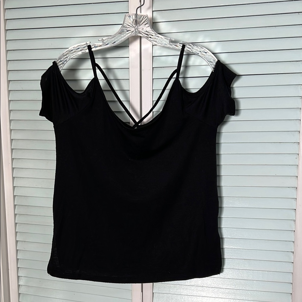 Women's Black Cold Shoulder Top